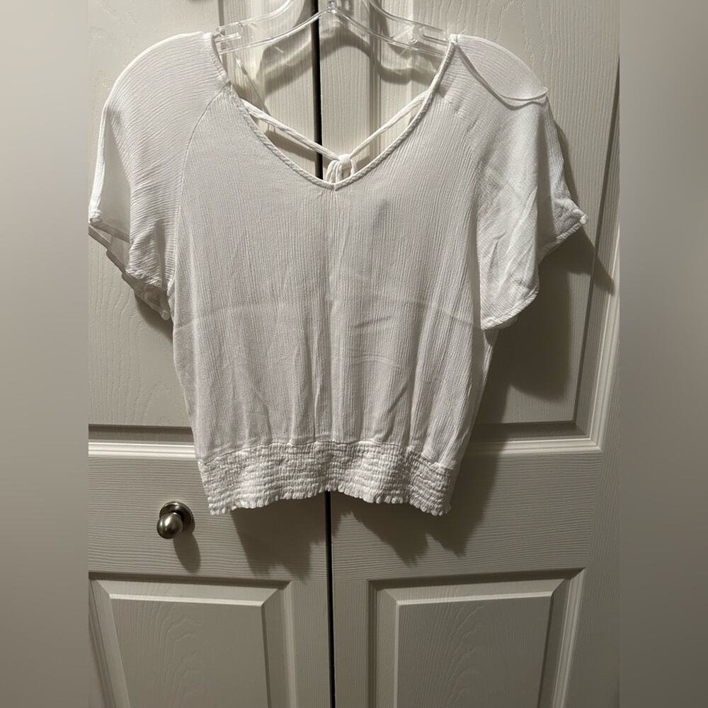 Paper Crane White Blouse Size Small with Tie in Back